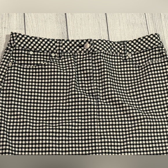Talbots Black & White Gingham Mini Skirt - Classic Preppy Style/size 14P - Picture 4 of 9